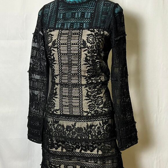 Parker Women's Julie Combo Black and Cream Lace Mini Dress xs - Picture 2 of 8